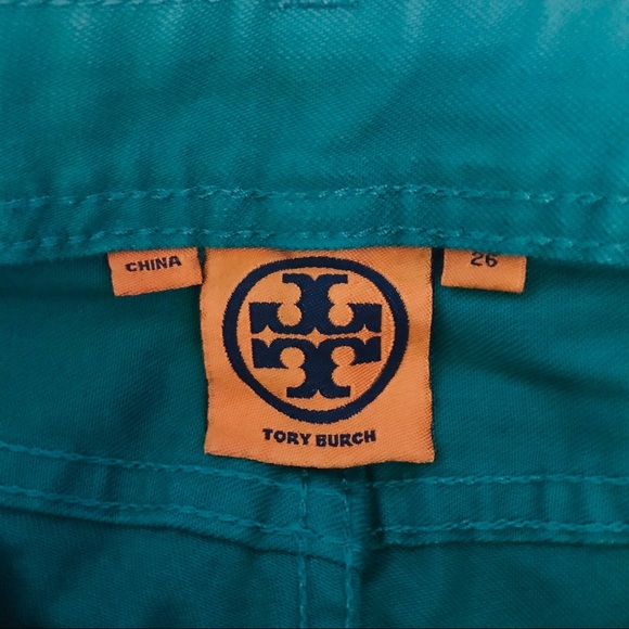 Tory Burch Women’s Cropped Slim Boot Green Denim Jeans/Pants size 26 - Picture 4 of 13